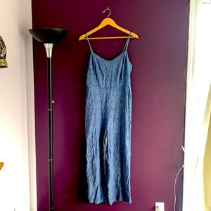 Cozy blue linen romper